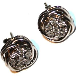 Fantastic flawless 925 sterling silver marked diamond stud Earrings